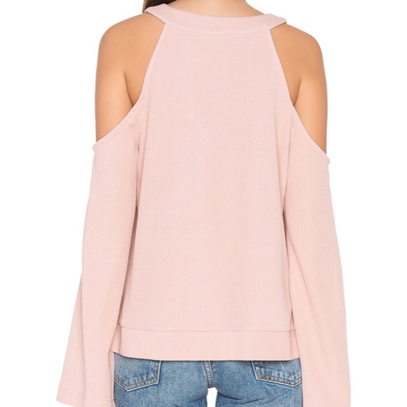 J.O.A. Pale blush lace-up cold shoulder top - Picture 3 of 8